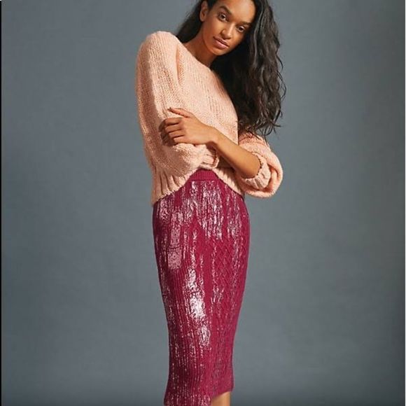 Anthropologie Rue Midi Cable Knit Skirt Size M - Picture 3 of 8